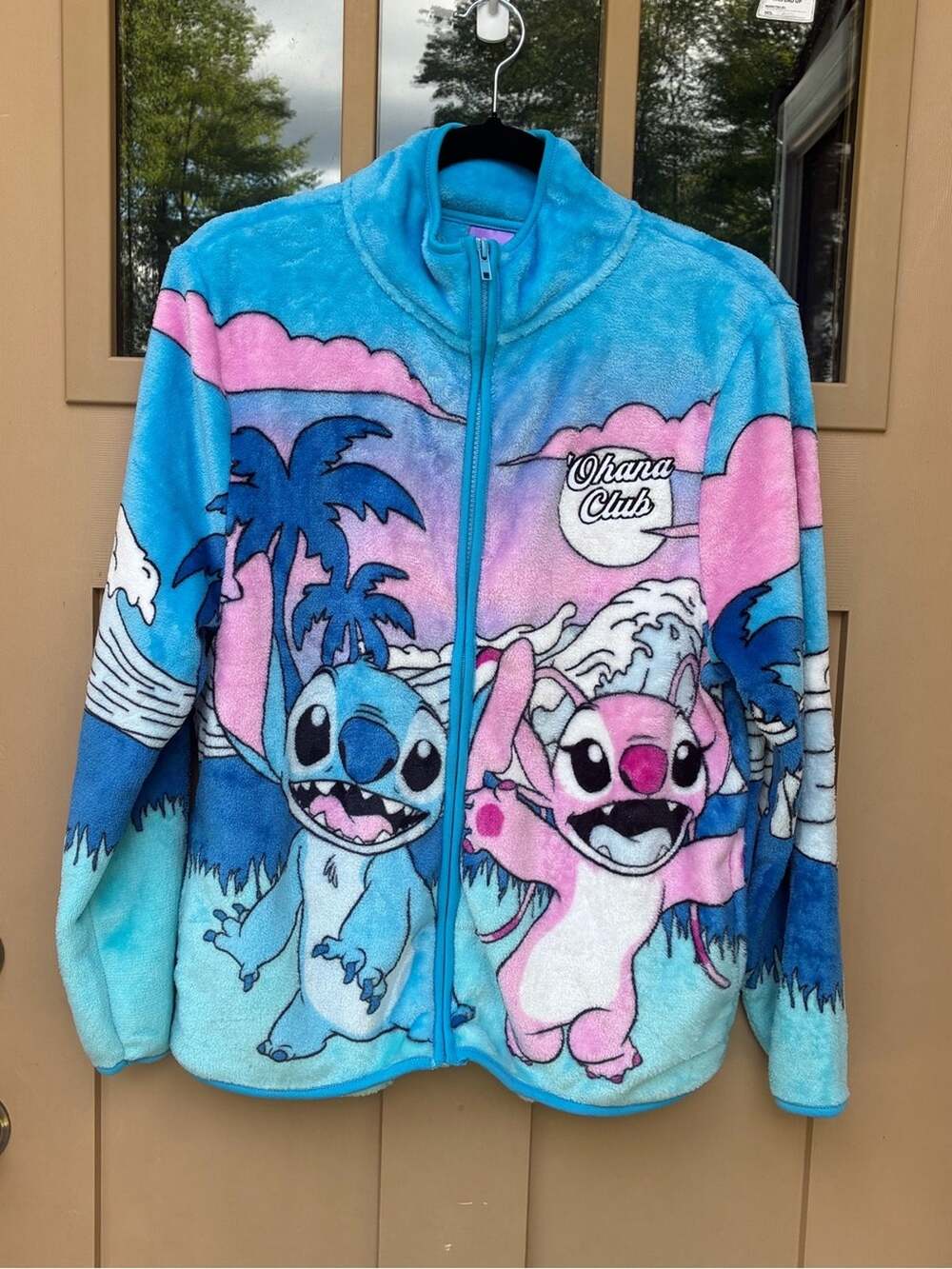 New Disney Sherpa Jacket Stitch and Angel Blue and Pink Women's Medium